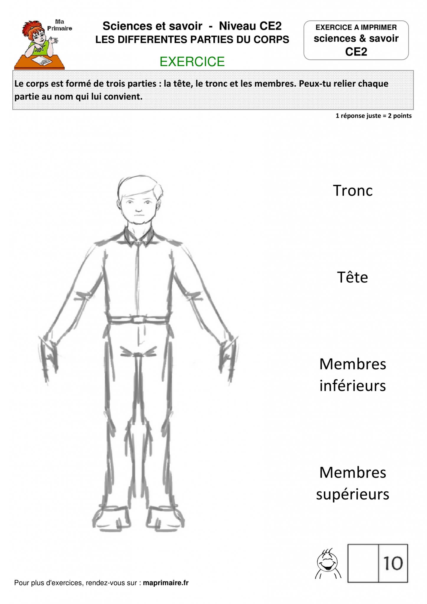 Exercice Corps Humain Ce2 Imprimer