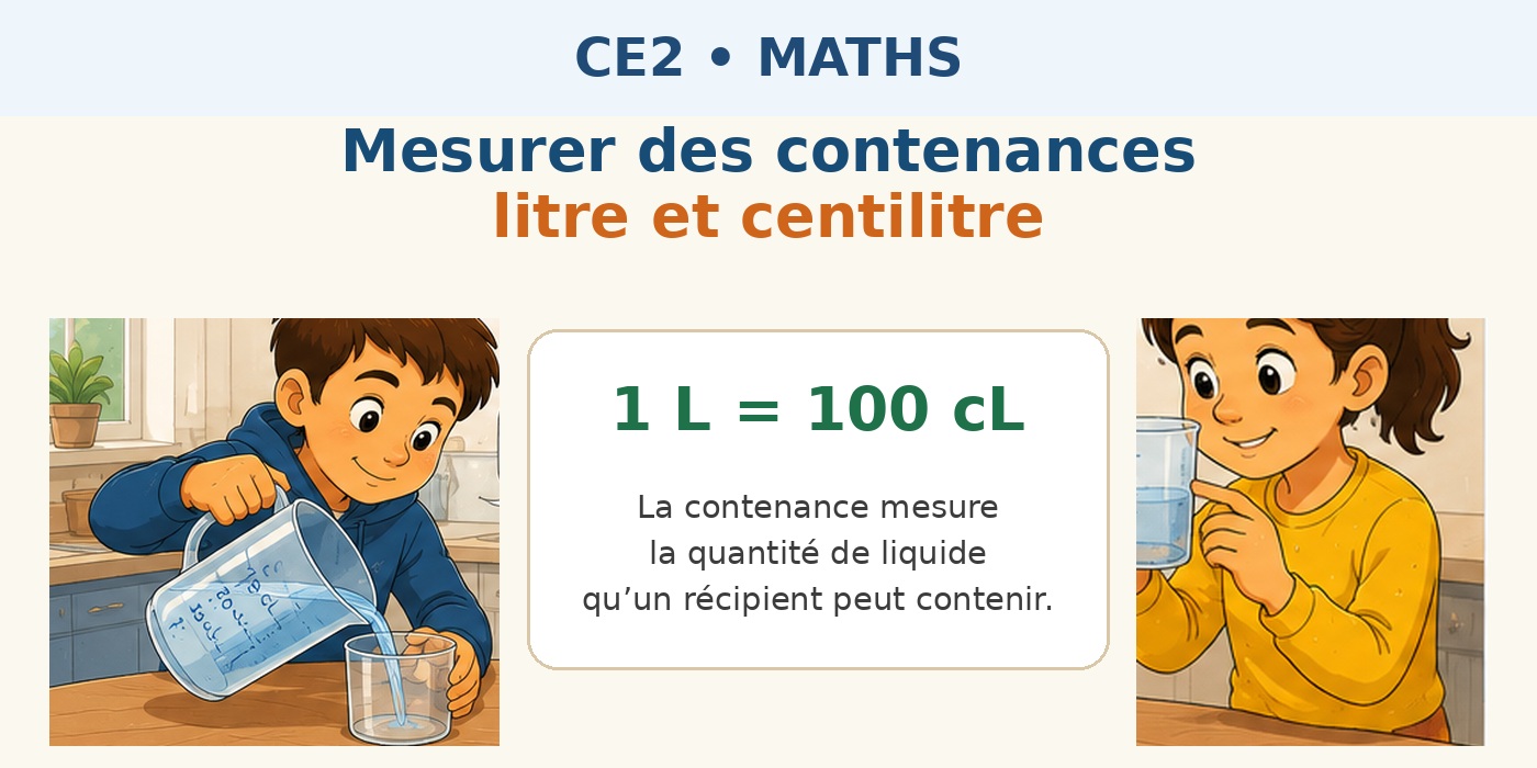 CE2 Maths - Contenances litre centilitre - Hero