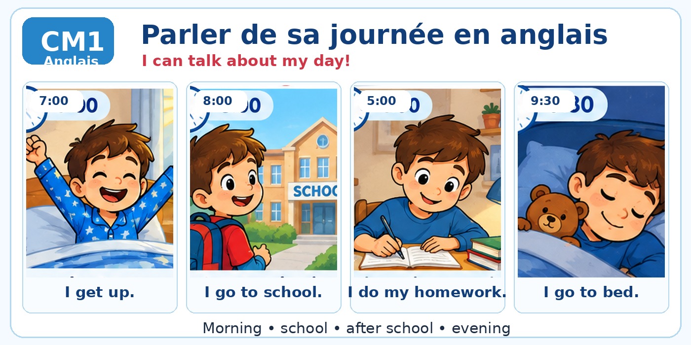 CM1 Anglais - Parler de sa journée - Hero