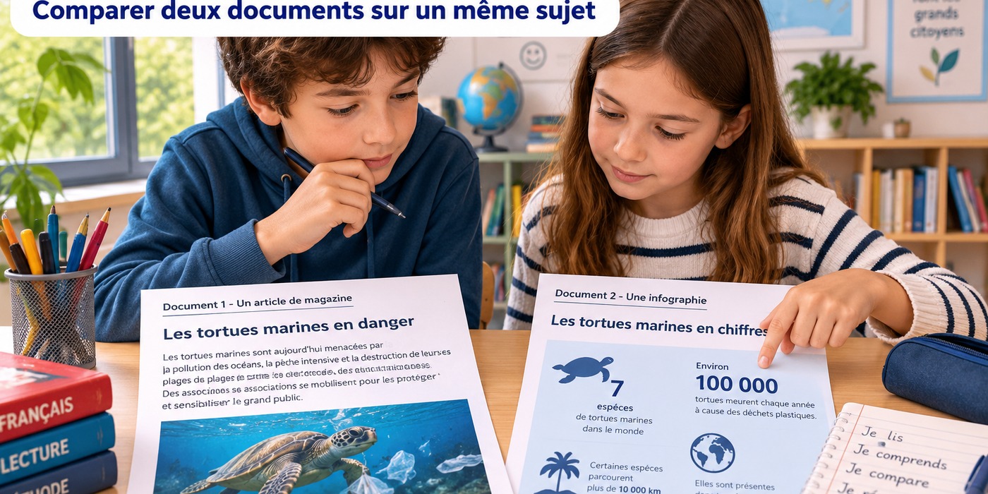 CM2 Français - Comparer deux documents sur un même sujet - Hero