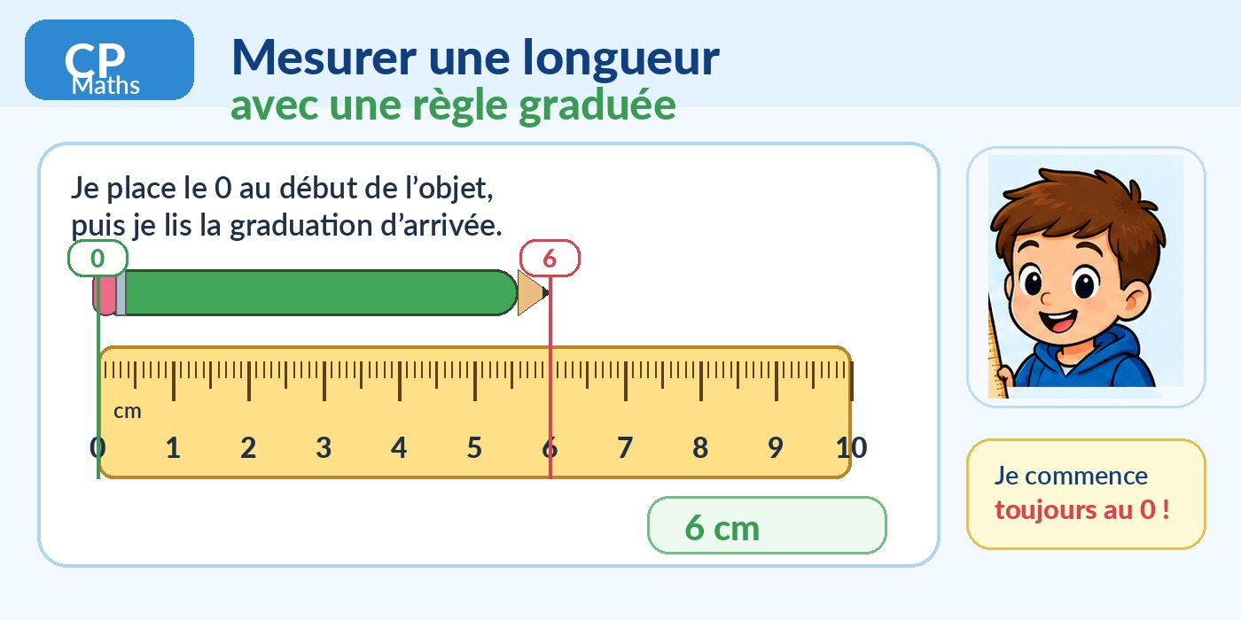 CP Maths - Mesurer une longueur avec une règle graduée - Hero