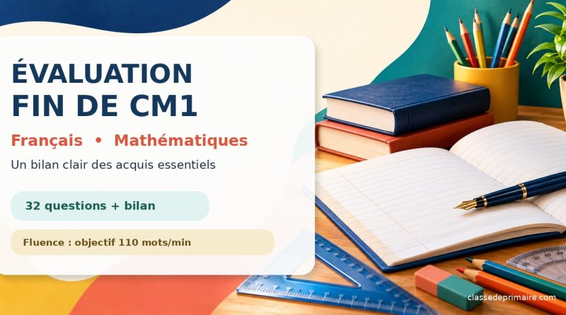 Évaluation de fin de CM1 en français et mathématiques