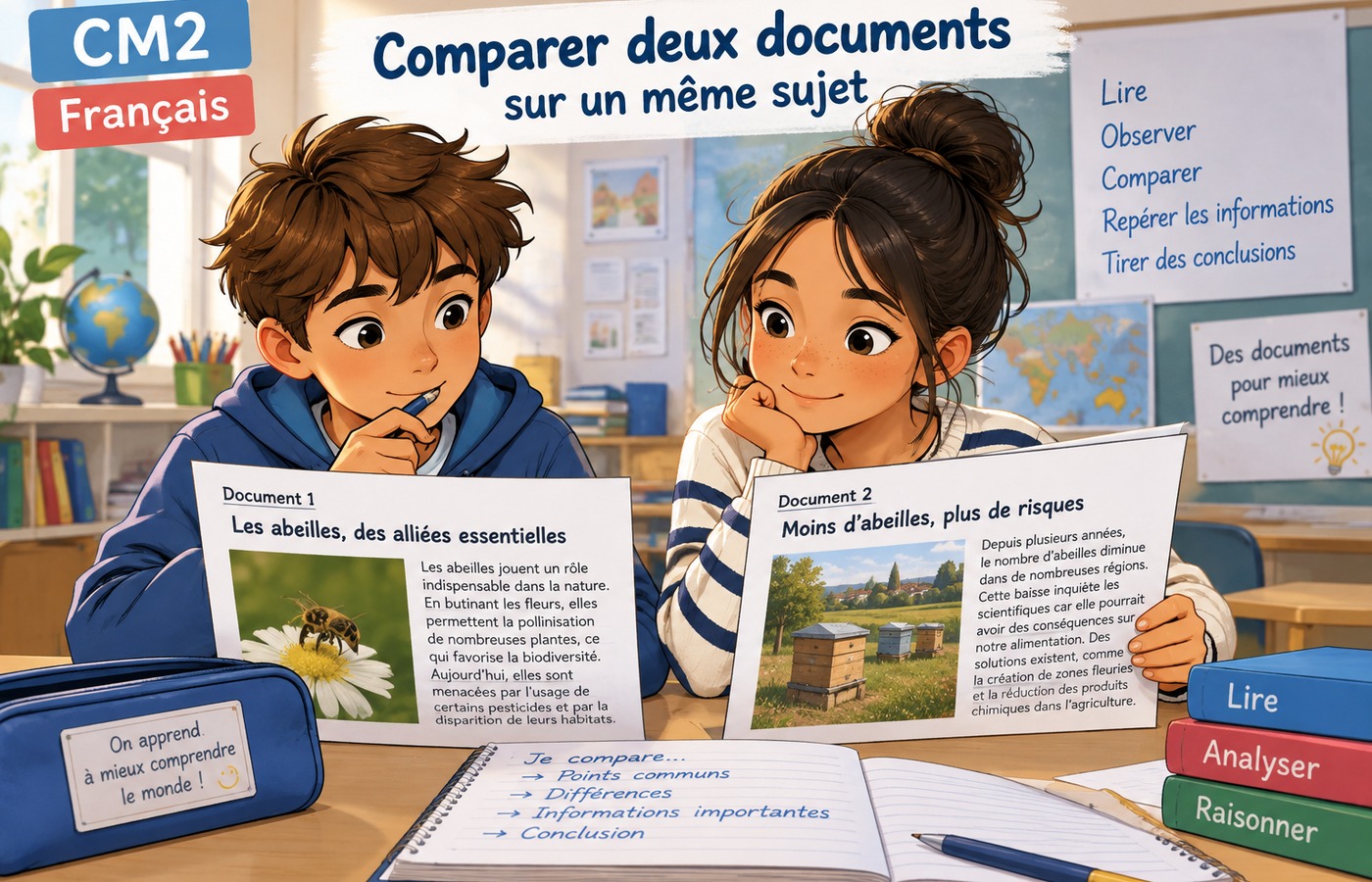 CM2 Français - Lire et comparer deux documents