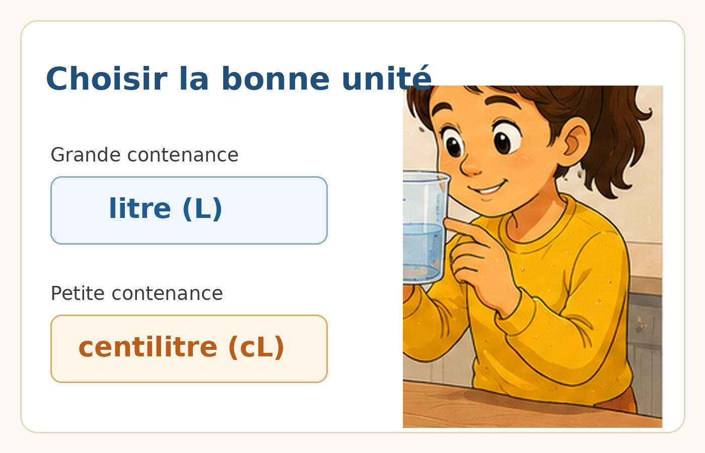CE2 Maths - Contenances litre centilitre - Unités