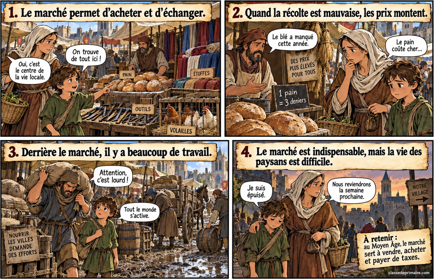 CM1 Histoire - Marché médiéval - Planche 2