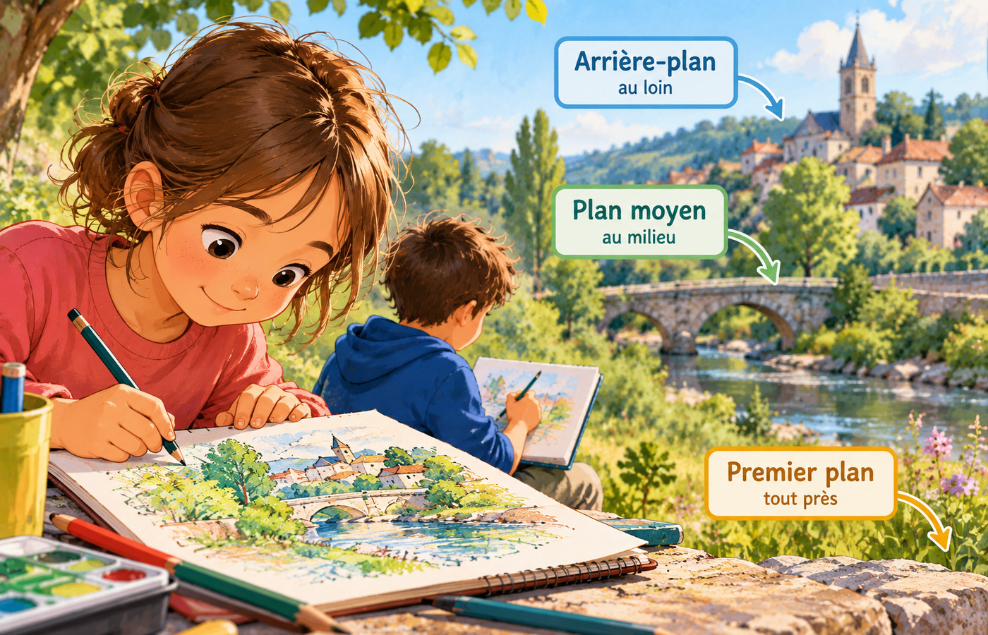 CE2 Arts plastiques - Plans du paysage - Illustration 1