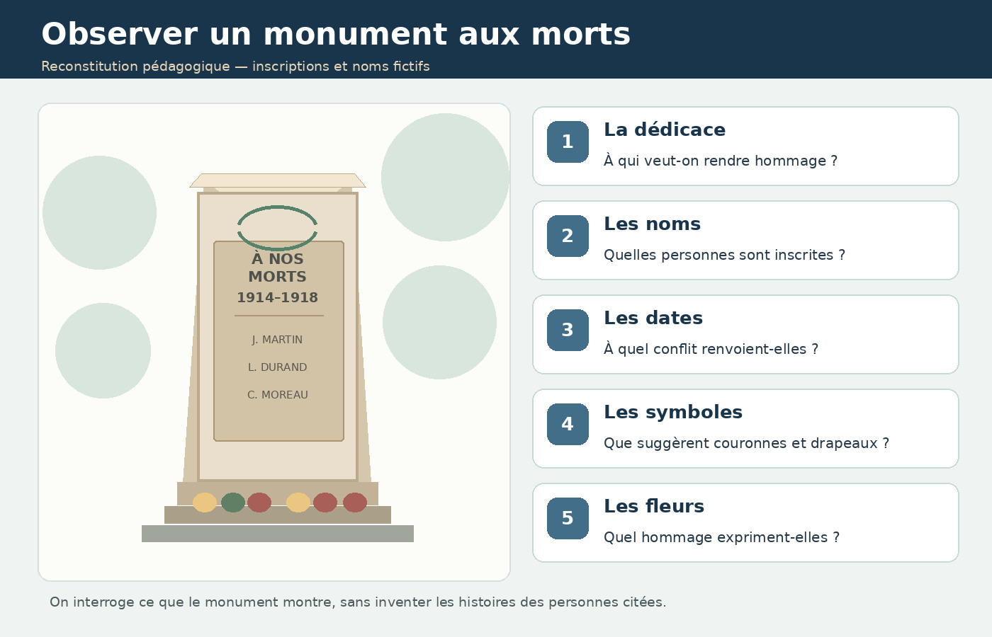CM2 Histoire - Lire un monument aux morts (schéma pédagogique fictif)