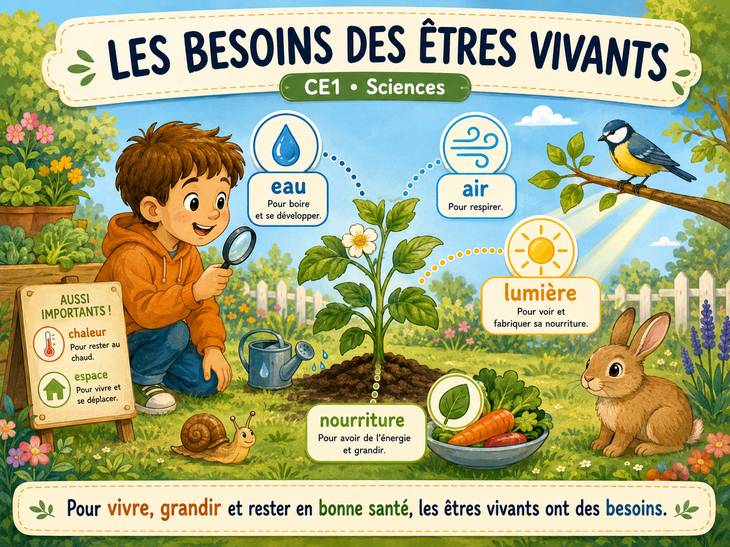 CE1 Sciences : les besoins des êtres vivants