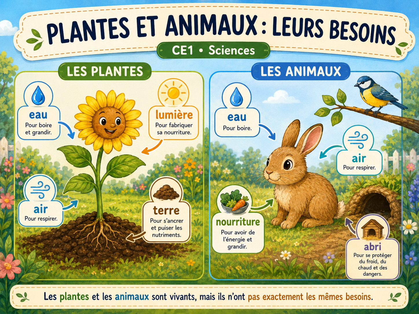 Comparer les besoins des plantes et des animaux