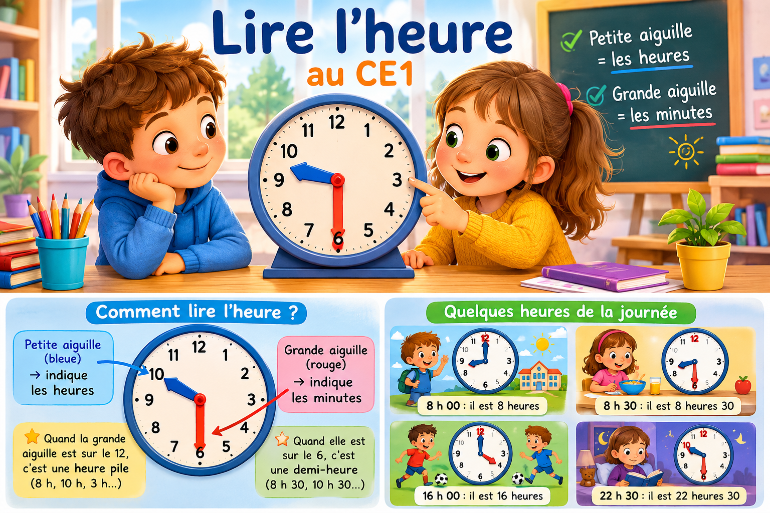 CE1 : quelques heures de la journée