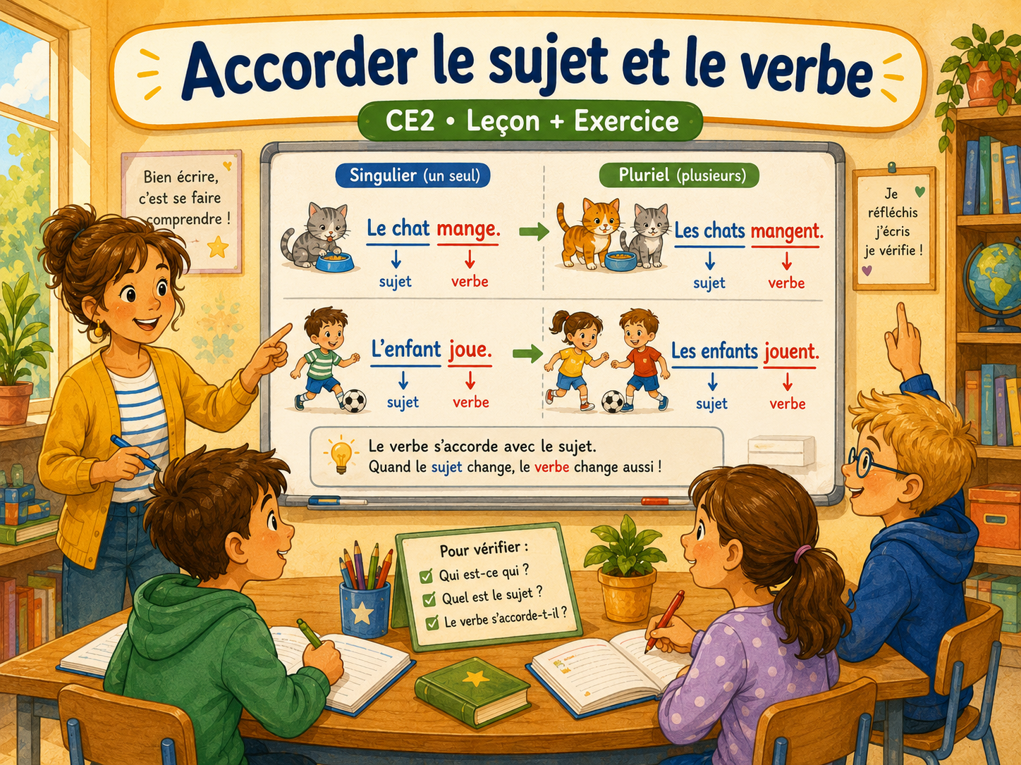 CE2 français : accorder le sujet et le verbe