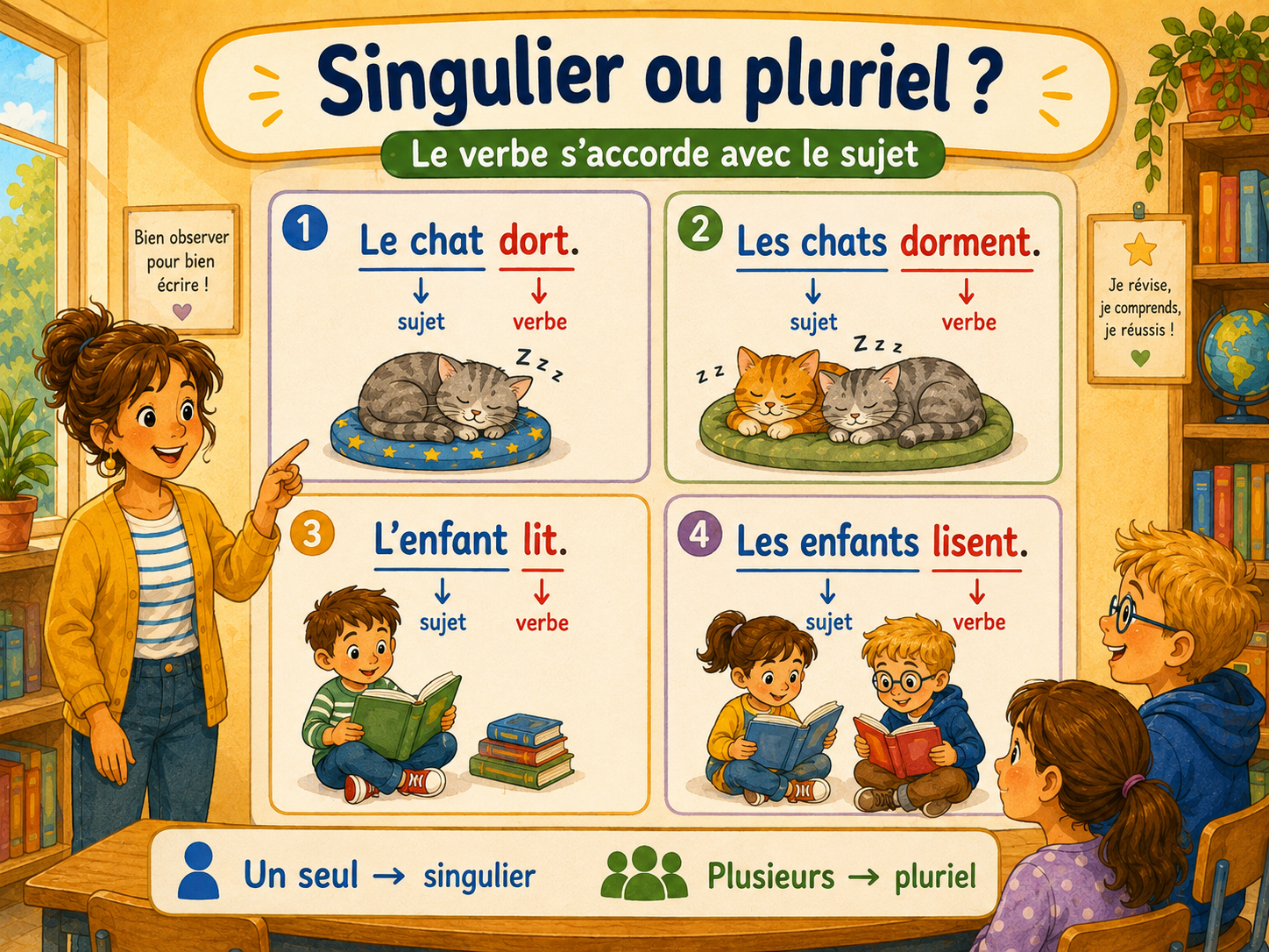 Sujet singulier ou pluriel : le verbe change