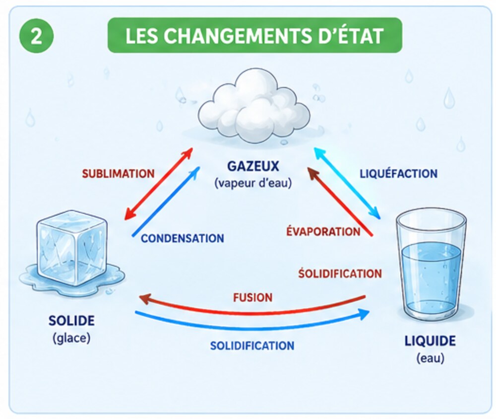 Les changements d’état de l’eau
