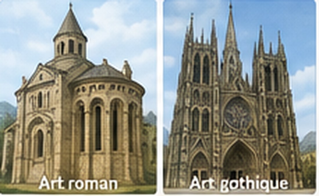 Comparaison pédagogique d’une église romane et d’une cathédrale gothique