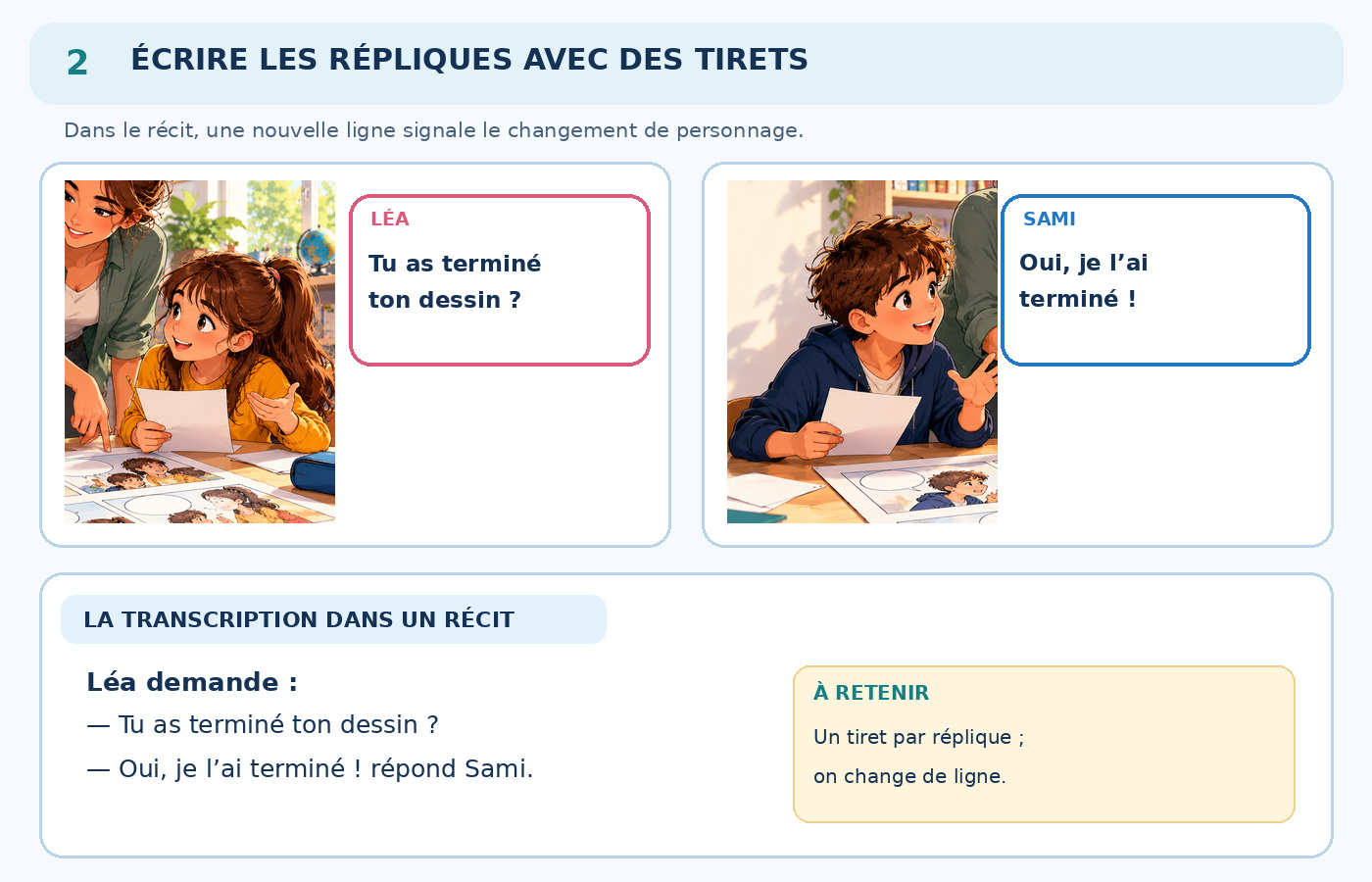 BD moderne : tirets et changements de répliques