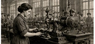 Illustration d’une femme travaillant dans une usine pendant la Première Guerre mondiale