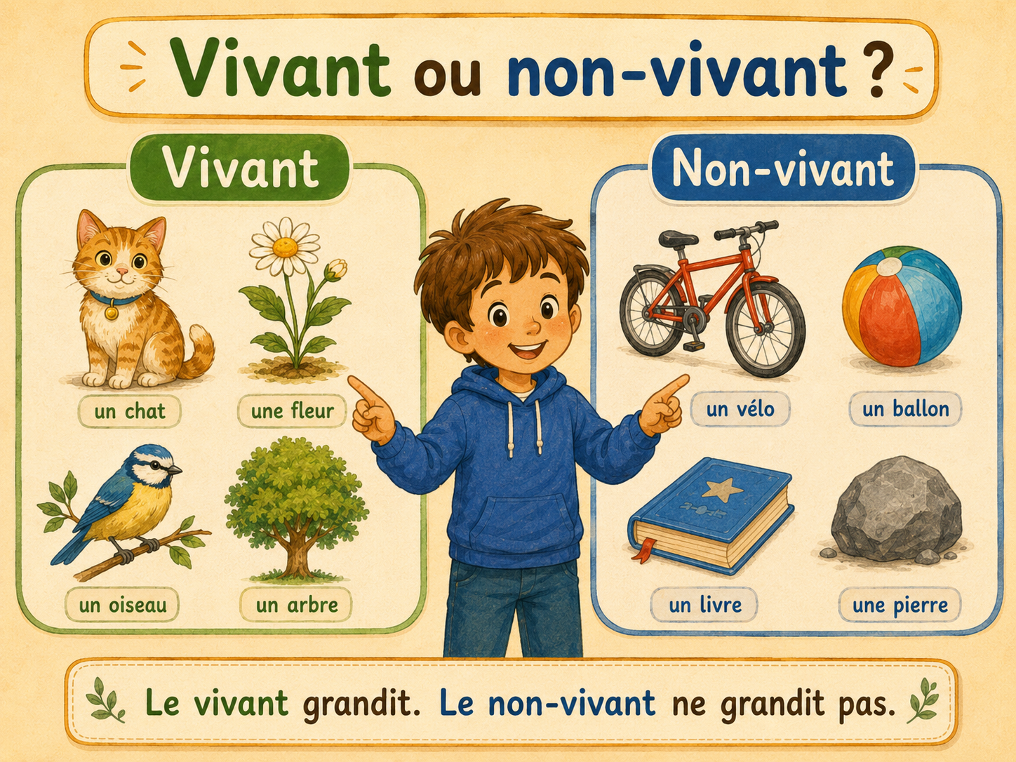Exemples de vivant et de non-vivant